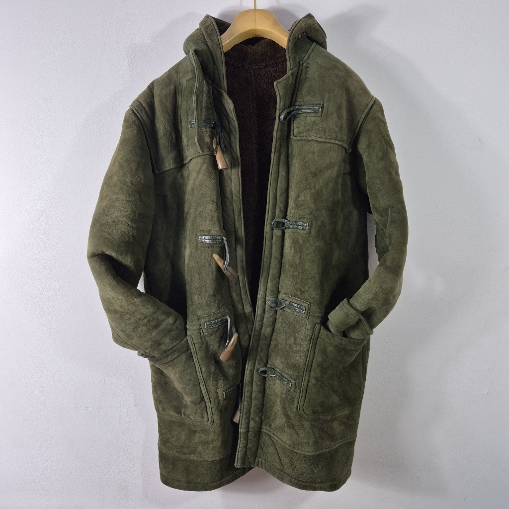 Polo Ralph Lauren Vintage Shearling Sheepskin Green Leather Coat